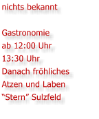 nichts bekannt  Gastronomie ab 12:00 Uhr 13:30 Uhr Danach fr�hliches Atzen und Laben �Stern� Sulzfeld